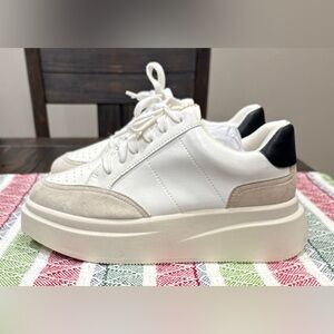 ShuShop White and Cream Platform Sneakers